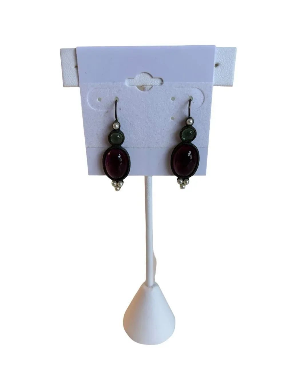 Very PrettyβVintage Dangle Earrings w/ Amethyst & Garnet Colored Cabochon Stones